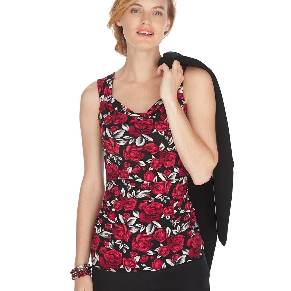 WHBM Sleeveless Drape Neck Rose Top S